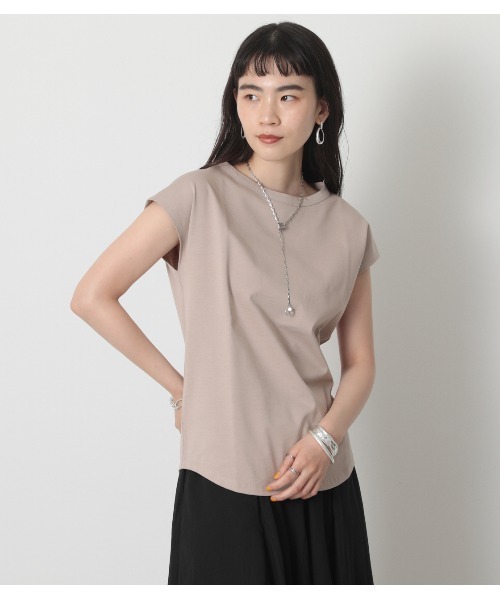 crie conforto（クリーコンフォルト）の「フレンチスリーブクルーPO（Tシャツ/カットソー・レディース・ブラック/ホワイト/ベージュ・MEDIUM/LARGE）」の6枚目の写真