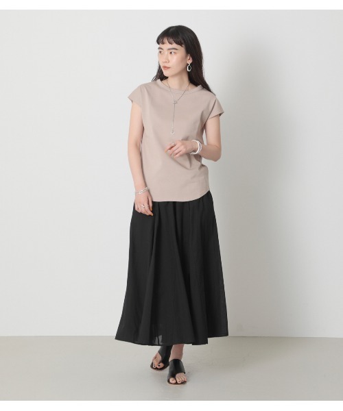 crie conforto（クリーコンフォルト）の「フレンチスリーブクルーPO（Tシャツ/カットソー・レディース・ブラック/ホワイト/ベージュ・MEDIUM/LARGE）」の7枚目の写真