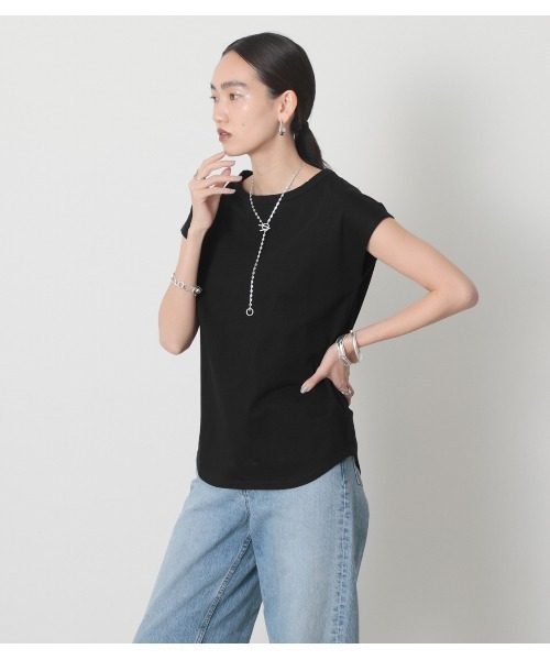 crie conforto（クリーコンフォルト）の「フレンチスリーブクルーPO（Tシャツ/カットソー・レディース・ブラック/ホワイト/ベージュ・MEDIUM/LARGE）」の14枚目の写真