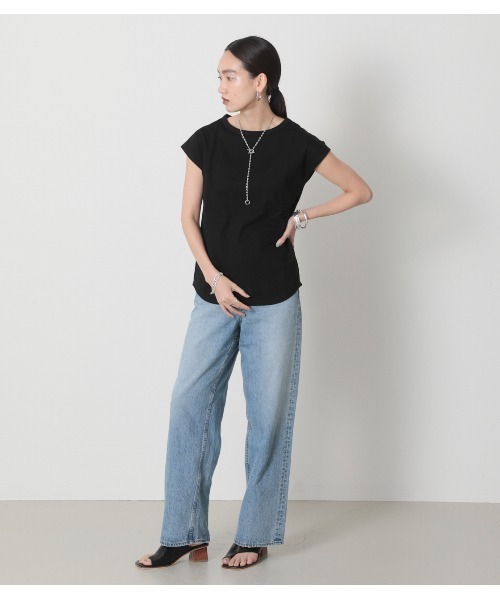 crie conforto（クリーコンフォルト）の「フレンチスリーブクルーPO（Tシャツ/カットソー・レディース・ブラック/ホワイト/ベージュ・MEDIUM/LARGE）」の15枚目の写真