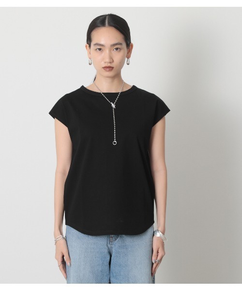 crie conforto（クリーコンフォルト）の「フレンチスリーブクルーPO（Tシャツ/カットソー・レディース・ブラック/ホワイト/ベージュ・MEDIUM/LARGE）」の16枚目の写真