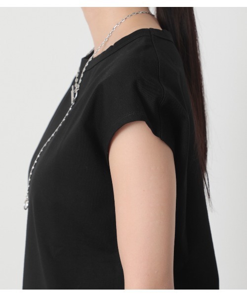 crie conforto（クリーコンフォルト）の「フレンチスリーブクルーPO（Tシャツ/カットソー・レディース・ブラック/ホワイト/ベージュ・MEDIUM/LARGE）」の20枚目の写真