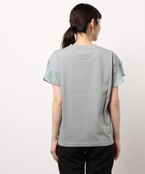 ottilie(オティーリエ)の「袖チュールTシャツ(Tシャツ/カットソー・レディース・チャコールグレー/ブラック/オフホワイト/ミント・FREE)」の5枚目の写真