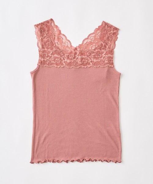 natural couture（ナチュラルクチュール）の「2WAY幅広レースキャミソール（タンクトップ・レディース・ブラック/ピンク/モカ/アイボリー・FREE）」の4枚目の写真