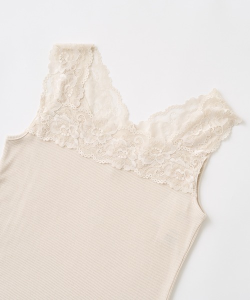 natural couture（ナチュラルクチュール）の「2WAY幅広レースキャミソール（タンクトップ・レディース・ブラック/ピンク/モカ/アイボリー・FREE）」の7枚目の写真