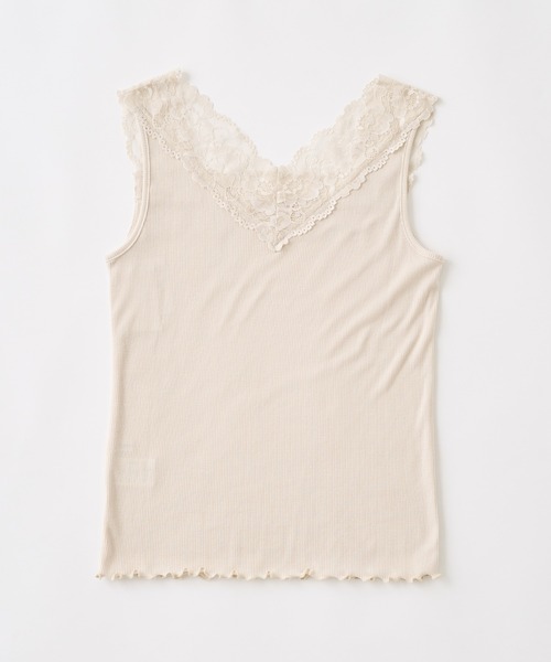 natural couture（ナチュラルクチュール）の「2WAY幅広レースキャミソール（タンクトップ・レディース・ブラック/ピンク/モカ/アイボリー・FREE）」の5枚目の写真