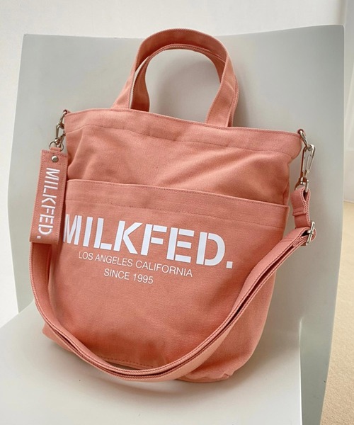 MILKFED.（ミルクフェド）の「2WAY SHOULDER BAG MINI　/ロゴ　ショルダーバッグ/キャンバストートバッグ（ショルダーバッグ・レディース・ホワイト/ブラック/ベージュ/ライトピンク・ONE SIZE）」の4枚目の写真