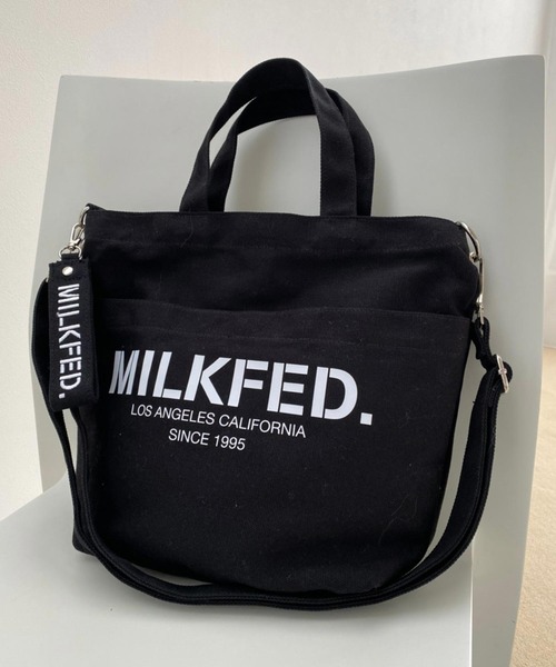 MILKFED.（ミルクフェド）の「2WAY SHOULDER BAG MINI　/ロゴ　ショルダーバッグ/キャンバストートバッグ（ショルダーバッグ・レディース・ホワイト/ブラック/ベージュ/ライトピンク・ONE SIZE）」の3枚目の写真