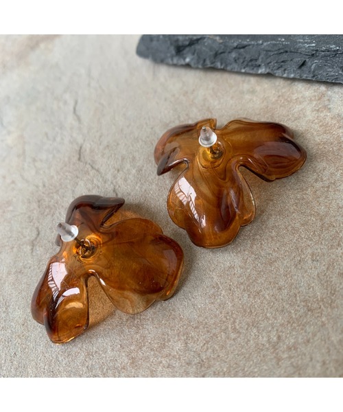 Lensa アクセサリー 鼈甲カラーのビックフラワーピアス Ma ピアス 両耳用 Tone トーン のファッション