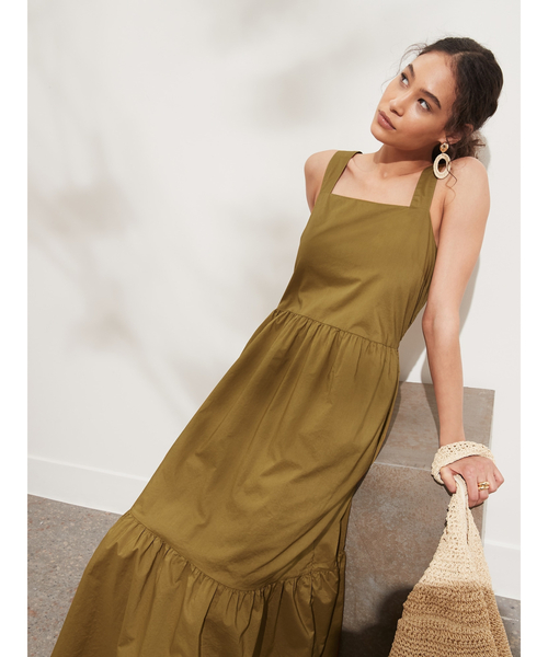 Banana Republic（バナナリパブリック）の「ポプリン ティアード マキシワンピース（ワンピース・レディース・ホワイト/イエロー・S/M/L/XS）」の5枚目の写真