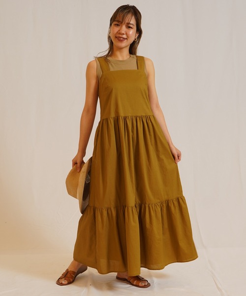 Banana Republic（バナナリパブリック）の「ポプリン ティアード マキシワンピース（ワンピース・レディース・ホワイト/イエロー・S/M/L/XS）」の10枚目の写真