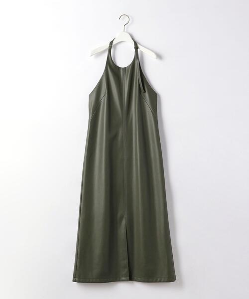 EMMEL REFINES（エメルリファインズ）の「＜EMMEL REFINES（エメル リファインズ）＞EM フェイクレザー エプロン ワンピース（ワンピース・レディース・ダークブラウン/ダークグリーン・FREE）」の13枚目の写真