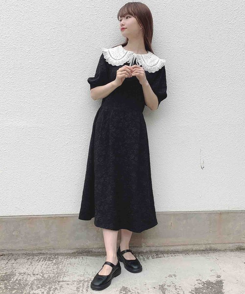 paravion（パラビオン）の「レース衿ワンピース（ワンピース・レディース・ブラック/オフホワイト・ONESIZE）」の10枚目の写真