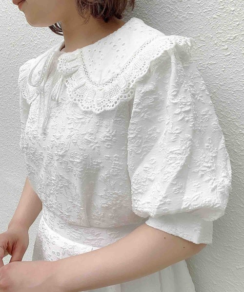 paravion（パラビオン）の「レース衿ワンピース（ワンピース・レディース・ブラック/オフホワイト・ONESIZE）」の4枚目の写真