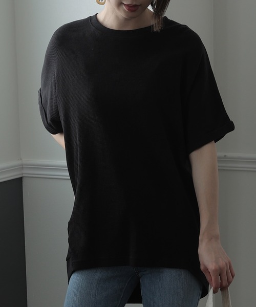 ElegChic(エレグシック)の「コットン100%ワッフルカットソー(Tシャツ/カットソー・レディース・ホワイト/ブラック/杢グレー・XL/M/4L)」の10枚目の写真
