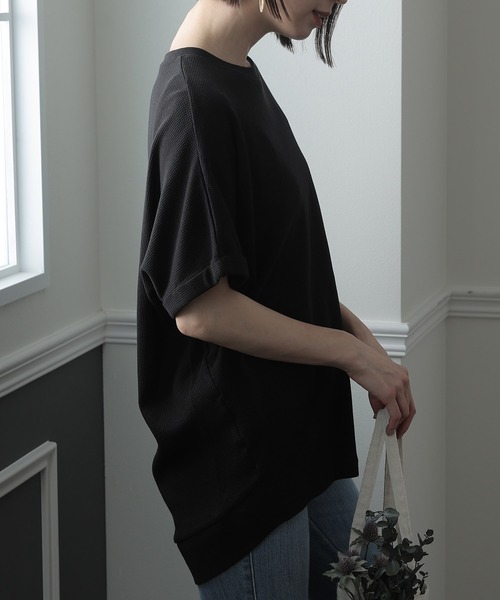 ElegChic(エレグシック)の「コットン100%ワッフルカットソー(Tシャツ/カットソー・レディース・ホワイト/ブラック/杢グレー・XL/M/4L)」の17枚目の写真
