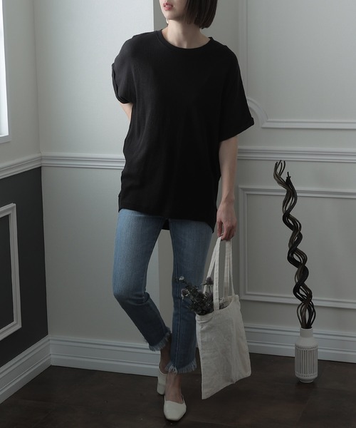ElegChic(エレグシック)の「コットン100%ワッフルカットソー(Tシャツ/カットソー・レディース・ホワイト/ブラック/杢グレー・XL/M/4L)」の15枚目の写真