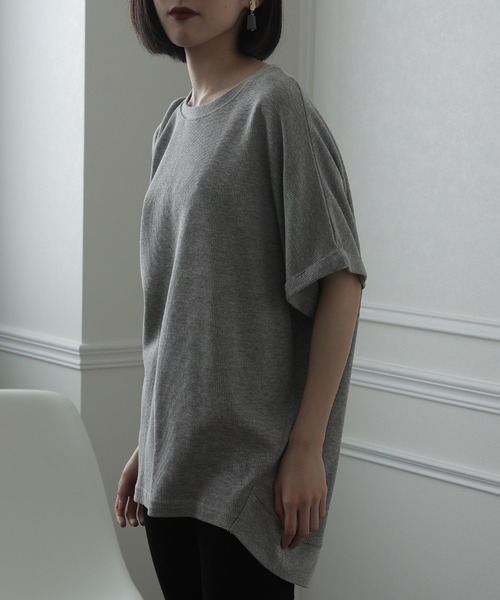 ElegChic(エレグシック)の「コットン100%ワッフルカットソー(Tシャツ/カットソー・レディース・ホワイト/ブラック/杢グレー・XL/M/4L)」の13枚目の写真