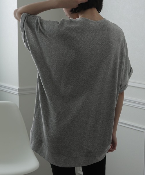 ElegChic(エレグシック)の「コットン100%ワッフルカットソー(Tシャツ/カットソー・レディース・ホワイト/ブラック/杢グレー・XL/M/4L)」の8枚目の写真