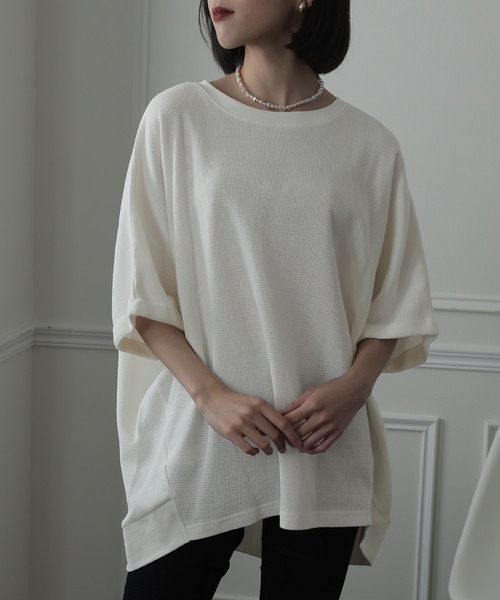 ElegChic(エレグシック)の「コットン100%ワッフルカットソー(Tシャツ/カットソー・レディース・ホワイト/ブラック/杢グレー・XL/M/4L)」の11枚目の写真