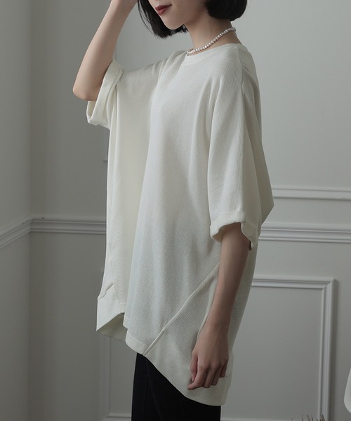 ElegChic(エレグシック)の「コットン100%ワッフルカットソー(Tシャツ/カットソー・レディース・ホワイト/ブラック/杢グレー・XL/M/4L)」の18枚目の写真
