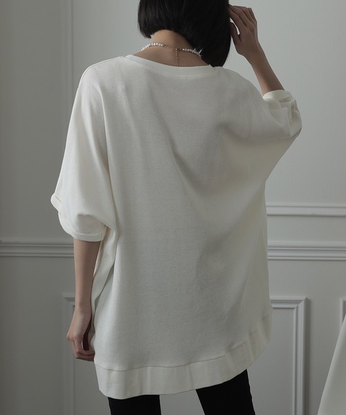 ElegChic(エレグシック)の「コットン100%ワッフルカットソー(Tシャツ/カットソー・レディース・ホワイト/ブラック/杢グレー・XL/M/4L)」の7枚目の写真