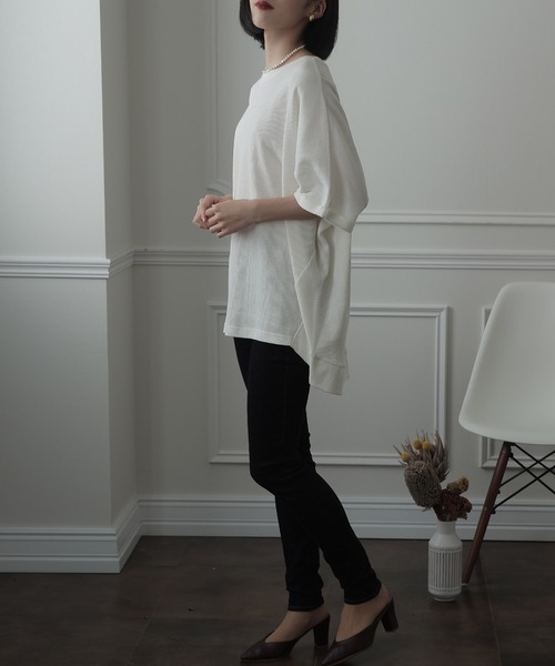 ElegChic(エレグシック)の「コットン100%ワッフルカットソー(Tシャツ/カットソー・レディース・ホワイト/ブラック/杢グレー・XL/M/4L)」の16枚目の写真