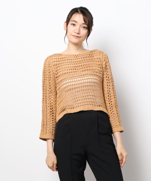 RETRO GIRL（レトロガール）の「クロシェ編み2WAYニット（ニット/セーター・レディース・イエロー/オフホワイト/グリーン・FREE）」の6枚目の写真