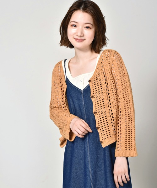 RETRO GIRL（レトロガール）の「クロシェ編み2WAYニット（ニット/セーター・レディース・イエロー/オフホワイト/グリーン・FREE）」の3枚目の写真