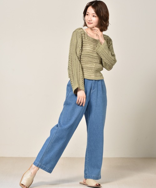 RETRO GIRL（レトロガール）の「クロシェ編み2WAYニット（ニット/セーター・レディース・イエロー/オフホワイト/グリーン・FREE）」の9枚目の写真