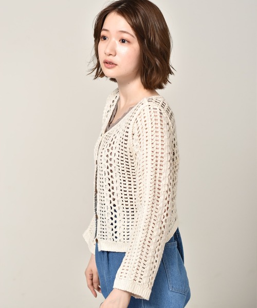 RETRO GIRL（レトロガール）の「クロシェ編み2WAYニット（ニット/セーター・レディース・イエロー/オフホワイト/グリーン・FREE）」の17枚目の写真