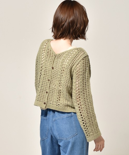 RETRO GIRL（レトロガール）の「クロシェ編み2WAYニット（ニット/セーター・レディース・イエロー/オフホワイト/グリーン・FREE）」の14枚目の写真