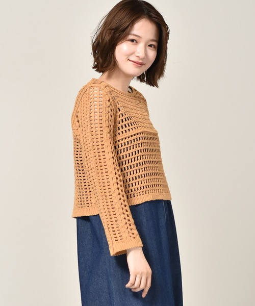 RETRO GIRL（レトロガール）の「クロシェ編み2WAYニット（ニット/セーター・レディース・イエロー/オフホワイト/グリーン・FREE）」の10枚目の写真