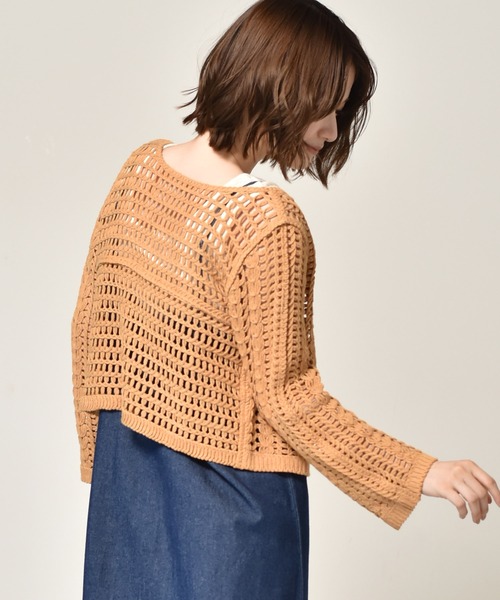 RETRO GIRL（レトロガール）の「クロシェ編み2WAYニット（ニット/セーター・レディース・イエロー/オフホワイト/グリーン・FREE）」の12枚目の写真