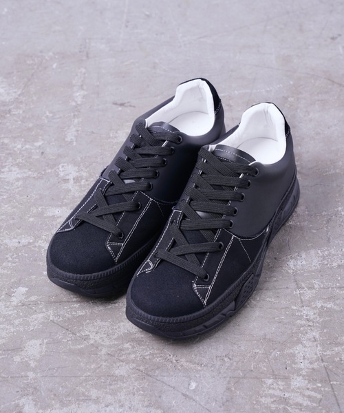 Alpinus（アルピナス）の「Alpinus - leather combi secretsole sneakers/レザーコンビシークレットソールスニーカー（スニーカー・メンズ・ブラック・SMALL/MEDIUM/LARGE）」の4枚目の写真