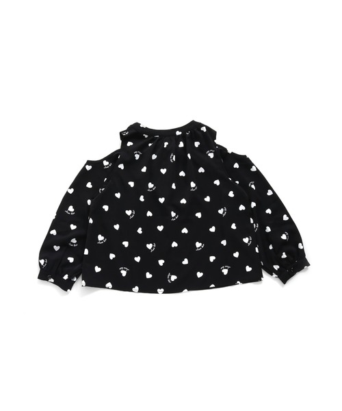 JENNI love（ジェニィラブ）の「ハート総柄肩あきブラウス（シャツ/ブラウス・キッズ・ブラック/オフホワイト・130cm/140cm/150cm/160cm）」の10枚目の写真
