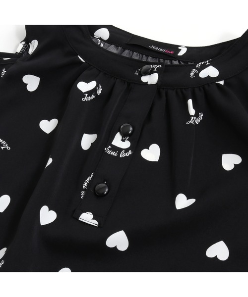 JENNI love（ジェニィラブ）の「ハート総柄肩あきブラウス（シャツ/ブラウス・キッズ・ブラック/オフホワイト・130cm/140cm/150cm/160cm）」の12枚目の写真