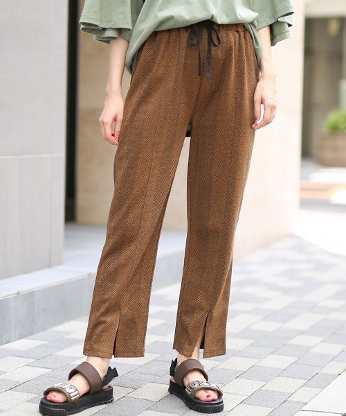 チチカカ(チチカカ)の「ヘリンボンカットパンツ(その他パンツ・レディース・ブラック/カーキ/ブラウン・FREE)」の1枚目の写真