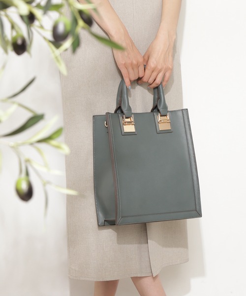 N.（N. Natural Beauty Basic）（エヌエヌナチュラルビューティーベーシック）の「【追加生産】スクエアメタルトートバッグ（トートバッグ・レディース・ブラウン系その他/グリーン・ﾌﾘ-）」の2枚目の写真