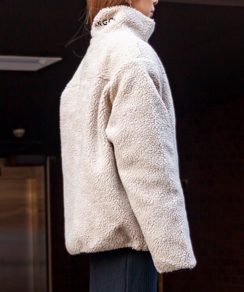 KANGOL(カンゴール)の「【KANGOL / カンゴール】ワンポイント刺繍 ボアブルゾン / スタンドカラージャケット(ブルゾン・レディース・モカ/グリーン/ベージュ/ホワイト/ブラック/その他/その他2/パープル・X-LARGE/LARGE/MEDIUM)」の10枚目の写真