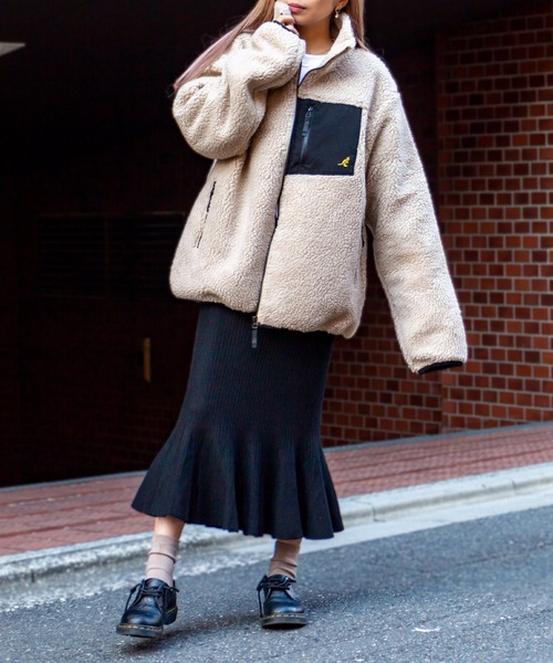 KANGOL(カンゴール)の「【KANGOL / カンゴール】ワンポイント刺繍 ボアブルゾン / スタンドカラージャケット(ブルゾン・レディース・モカ/グリーン/ベージュ/ホワイト/ブラック/その他/その他2/パープル・X-LARGE/LARGE/MEDIUM)」の21枚目の写真