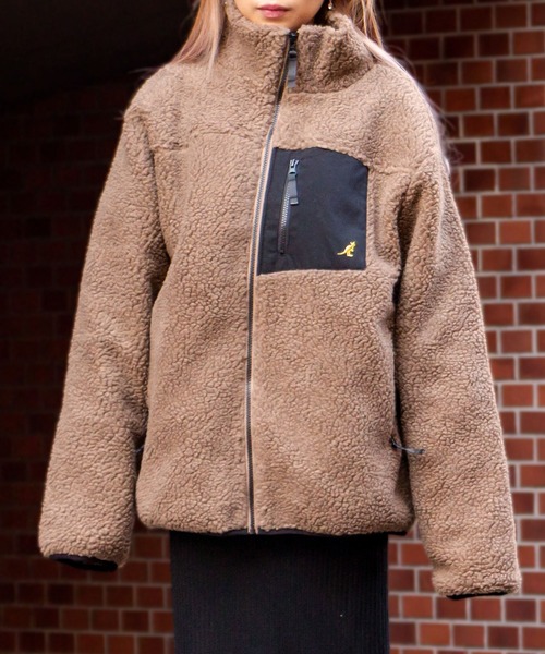 KANGOL(カンゴール)の「【KANGOL / カンゴール】ワンポイント刺繍 ボアブルゾン / スタンドカラージャケット(ブルゾン・レディース・モカ/グリーン/ベージュ/ホワイト/ブラック/その他/その他2/パープル・X-LARGE/LARGE/MEDIUM)」の13枚目の写真