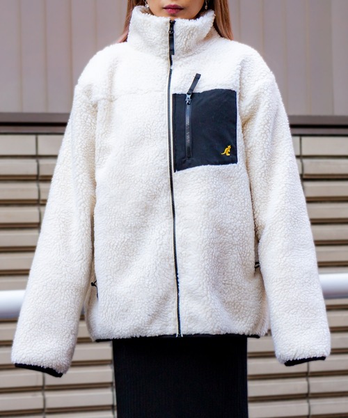 KANGOL(カンゴール)の「【KANGOL / カンゴール】ワンポイント刺繍 ボアブルゾン / スタンドカラージャケット(ブルゾン・レディース・モカ/グリーン/ベージュ/ホワイト/ブラック/その他/その他2/パープル・X-LARGE/LARGE/MEDIUM)」の12枚目の写真