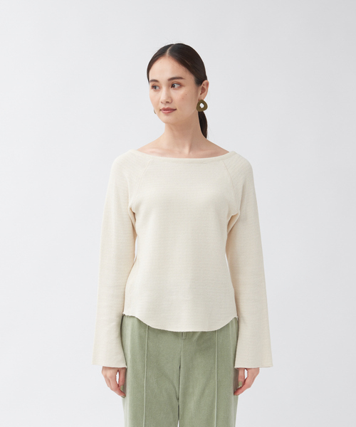 qualite（カリテ）の「ピササーマルボートネックカットソー（Tシャツ/カットソー・レディース・アイボリー/チャコールグレー・フリー）」の11枚目の写真