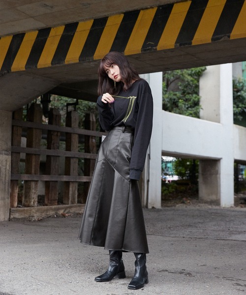 Keeepy(キーピー)の「【Keeepy】fake leather mermaid skirt(スカート・レディース・イエロー/ブラック・FREE)」の13枚目の写真