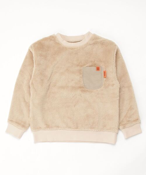 UNIVERSAL OVERALL(ユニバーサルオーバーオール)の「UNIVERSAL OVERALL/ユニバーサル オーバーオール キッズ ボア クルースウエット(スウェット・キッズ・ブラック/ベージュ・130/140/150)」の4枚目の写真