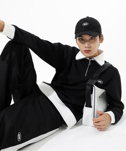 BASIC COTTON（ベーシックコットン）の「A'GEM/9 × .kom『BASIC COTTON/ベーシックコットン』BCN zip-up MTM/ベーシック ジップアップ スウェットシャツ プルーオーバー（スウェット・レディース・ホワイト/ブラック/A・FREE）」の12枚目の写真