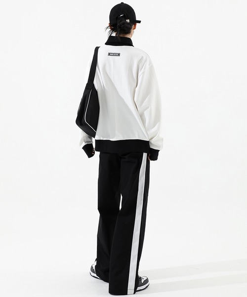 BASIC COTTON（ベーシックコットン）の「A'GEM/9 × .kom『BASIC COTTON/ベーシックコットン』BCN zip-up MTM/ベーシック ジップアップ スウェットシャツ プルーオーバー（スウェット・レディース・ホワイト/ブラック/A・FREE）」の10枚目の写真