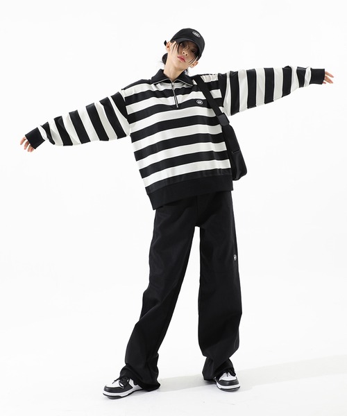 BASIC COTTON（ベーシックコットン）の「A'GEM/9 × .kom『BASIC COTTON/ベーシックコットン』BCN zip-up MTM/ベーシック ジップアップ スウェットシャツ プルーオーバー（スウェット・レディース・ホワイト/ブラック/A・FREE）」の13枚目の写真