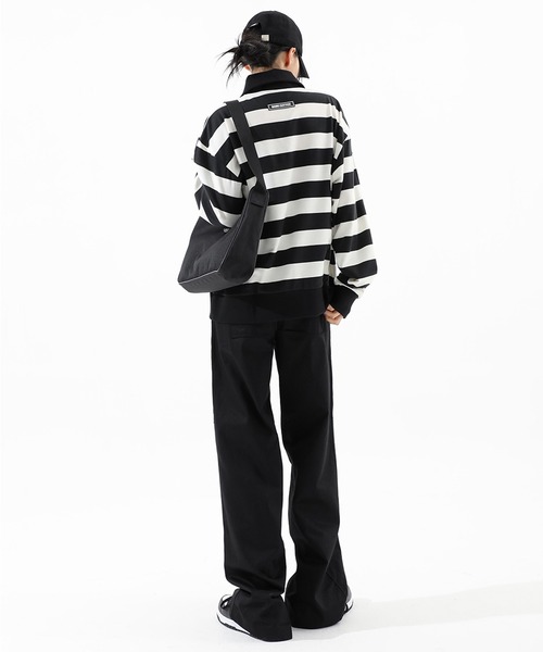 BASIC COTTON（ベーシックコットン）の「A'GEM/9 × .kom『BASIC COTTON/ベーシックコットン』BCN zip-up MTM/ベーシック ジップアップ スウェットシャツ プルーオーバー（スウェット・レディース・ホワイト/ブラック/A・FREE）」の5枚目の写真